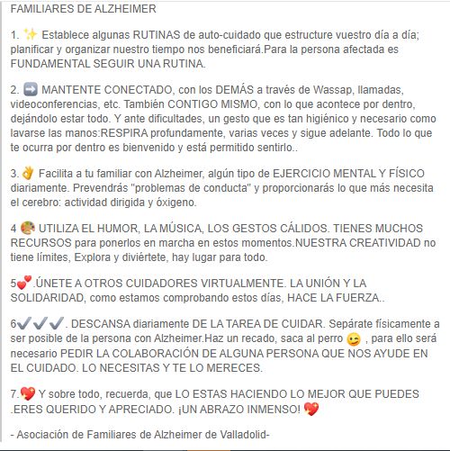 ESPECIAL TEXTO PAUTAS DE AFRONTAMIENTO CORONAVIRUS CUIDADORES ALZHEIMER